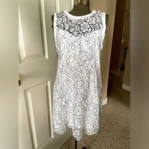 Generation Love White Lace Mini Tank Dress Crew Neck Cotton Preppy Y2K Size M
